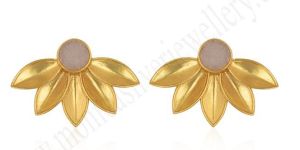 White Druzy Brass Earring