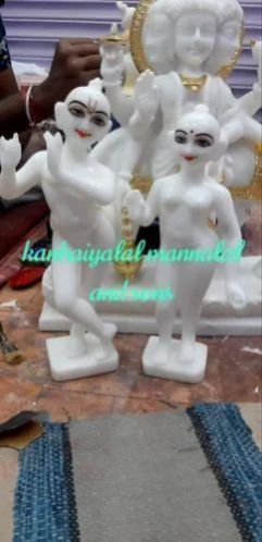 White Marble Iskcon Radha Krishna Statue
