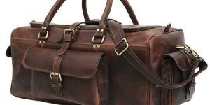 Hunter Dark Brown Genuine Buffalo Leather Weekend Bag