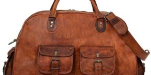 Vintage Brown Leather Handmade Duffle Bag