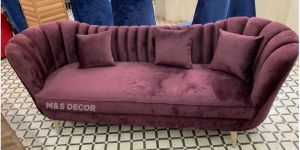 Suede Fabric Curved Modern Sofa Set