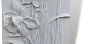 WHITE MARBLE FLOWER CARVING WALL PANEL