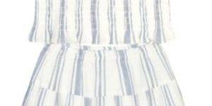 Girls Cotton Striped Crop Top with Flare Skirt Set