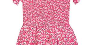 Girls Pink Viscose Smocked Top