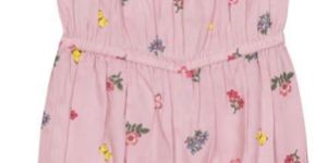 Girls Pink Visocse Printed Romper