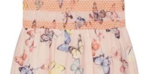 Girls Poly Mesh Flare Dobby Frock