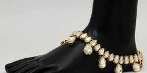 White Color Kundan Anklet