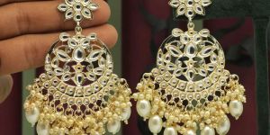 White Color Kundan Earrings