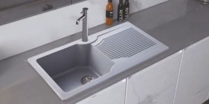 Single Bowl with Drainboard Quartz Kitchen Sink