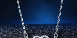 Silver Plated AD Heart Infinity Pendant Necklace