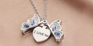 Silver Plated Openable Butterfly Pendant Necklace