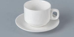 White Plain Ceramic Cup and Saucer