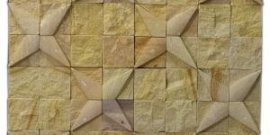 Teak Star Pattern Stone Wall Cladding