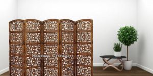 Wooden Screen 6 Panel Foldable Partition