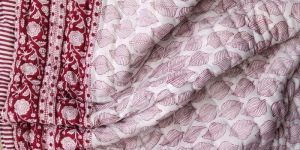 Red Hand Block Print Traditional Quilt