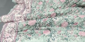 Sea Green Hand Block Printed Quilt