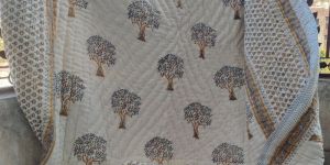 Tree Print Reversible Cotton Blanket