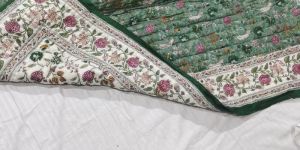 Twin Size Indian Block Print Quilt