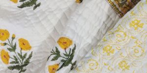 Yellow Flower Reversible Cotton Quilt