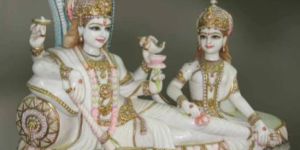 Marble Sitting Vishnu Laxmi Statue