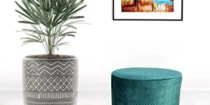 Wooden Green Ottoman