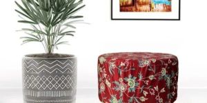 Wooden Round Ottoman