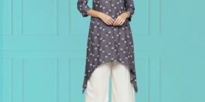 Women Rayon Printed Asymmetric Kurti