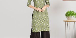 Women Rayon Printed Straight Kurti