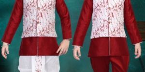 Red Dhoti Kurta Combo Set