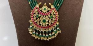 MJ-S-894 Multi Stone Dark Green Necklace Set