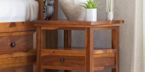 Tectona Solid Wood Bedside Table