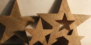 Set of 4 Wooden Hanging Stars