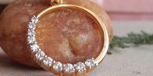 925 Sterling Silver Gold Plated Cubic Zircon Circle Dailywear Pendant