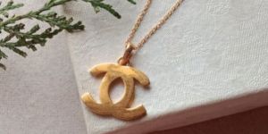 Gold Finish 92.5 Stamped Classic Channel Sterling Silver Casual Pendant