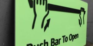 Push Bar to Open Braille Signage