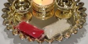 Pooja Thali with Diya and Haldi Kumkum