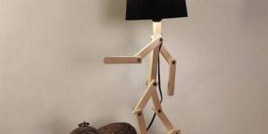 Playful Figurine Wooden Floor Lamp