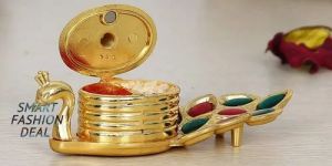 Brass Peacock Kumkum Box