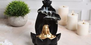 Golden Small Adiyogi Styled Smoke Backflow Cone Incense Holder