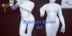 White Marble Iskcon Radha Krishna Statue