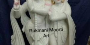 White Marble Jugal Radha Krishna Statue