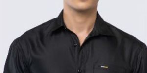 Mens Black Stretchable Full Sleeves Shirt