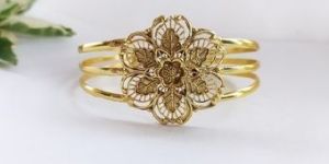 Gold Plated Flower Skull Handcuff