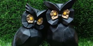 Resin Owl Couple Sculpture