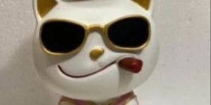 Resin Smoking Cat Sculpture