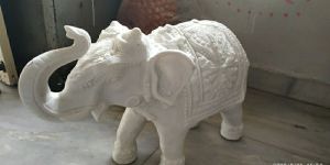 White Marble Elephant Sculpture