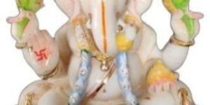 9 Inch White Marble Ganesh Statue