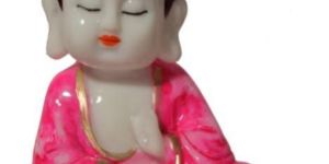 White Marble Meditating Baby Monk Statue