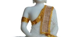 White Marble Meditating Buddha Statue