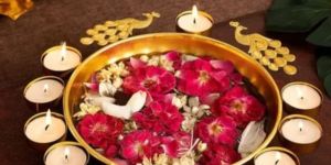 Gold Iron Peacock Material Urli Bowl Set